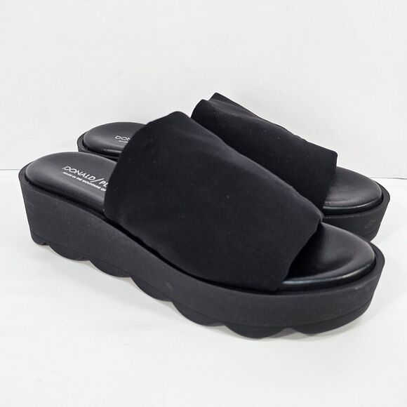 Donald J Pliner Made In Italy Women’s Slip On Black Platform Sandals Size 8 - Picture 1 of 8